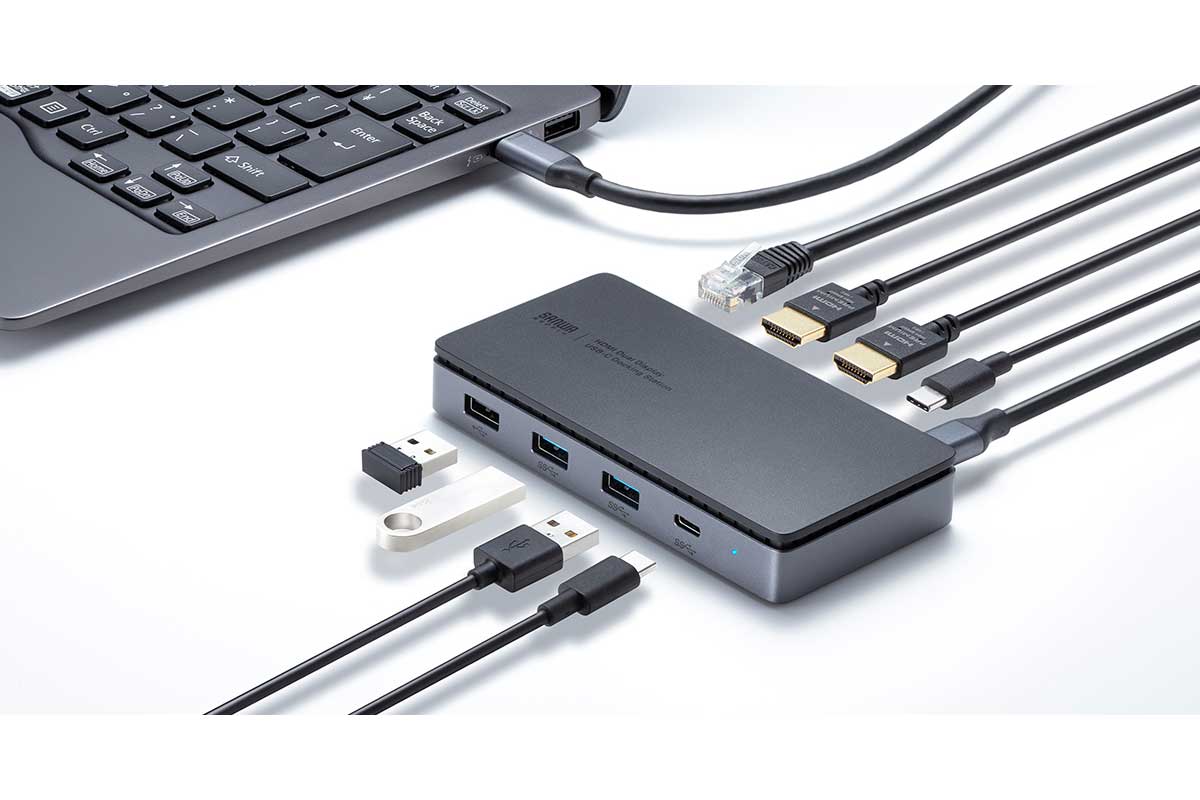 サンワサプライ【USB-CVDK15】USB Type-C接続の8in1ドッキングステーション