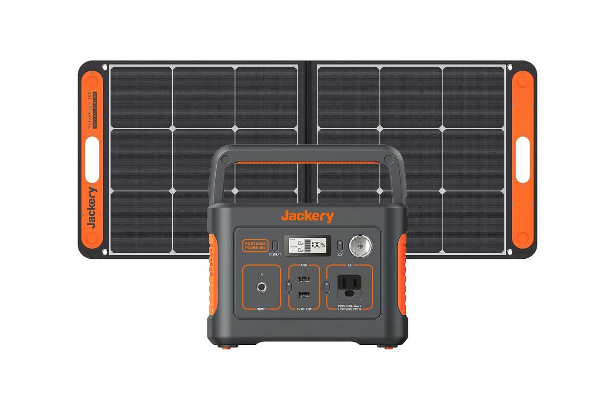 Jackery【Jackery Solar Generator 400】リチウムイオン電池を搭載の容量400Whのポータブル電源と折りたたんで持ち運べるソーラーパネルのセットがAmazonにて34%OFFの52,734円