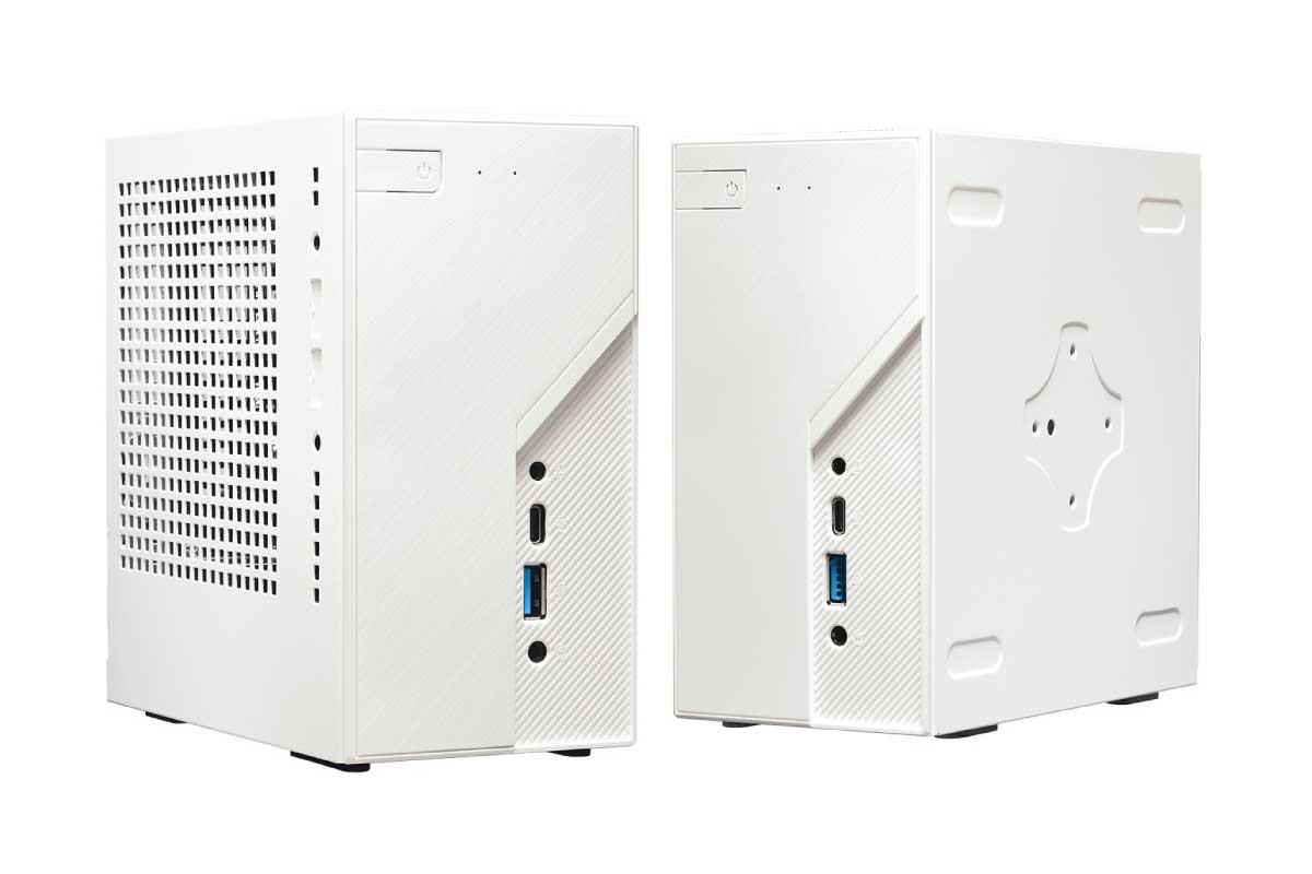 ASRock【DeskMini B760 White】【DeskMini X600 White】サイズ155×155×80mm、容量1.92Lのコンパクトサイズのベアボーン