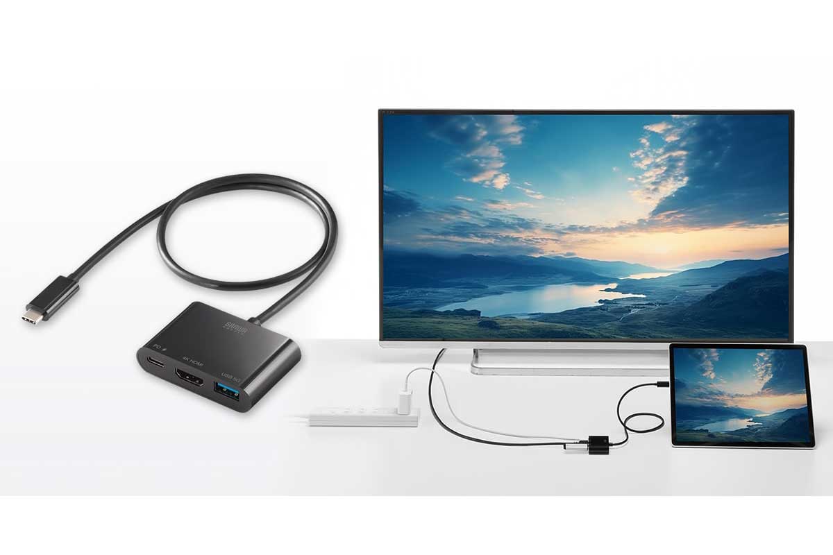 サンワサプライ【AD-ALCPHDPD02】4K/60Hzで画面出力できるUSB Type-C接続の変換アダプタ