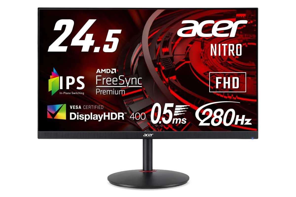 Acer【XV252QZbmiiprx】最大リフレッシュレート280Hzの24.5型IPSパネル採用したフルHDゲーミングモニターがAmazonにて36,423円