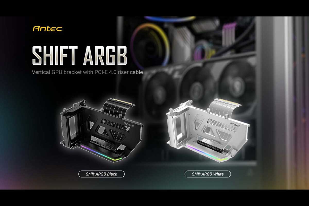 【Antec Shift ARGB】Antec製PCケースに対応するライザーケーブル付きグラフィックスカード垂直ブラケット