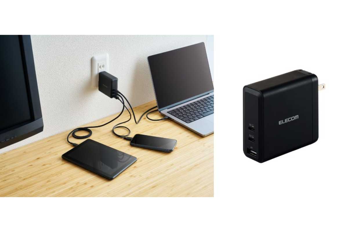 エレコム【ACDC-PD96140BK】【MPA-ACCP96140BK】16インチMacBook Proを高速充電、USB Power Delivery EPR規格140W対応3ポート搭載の充電器