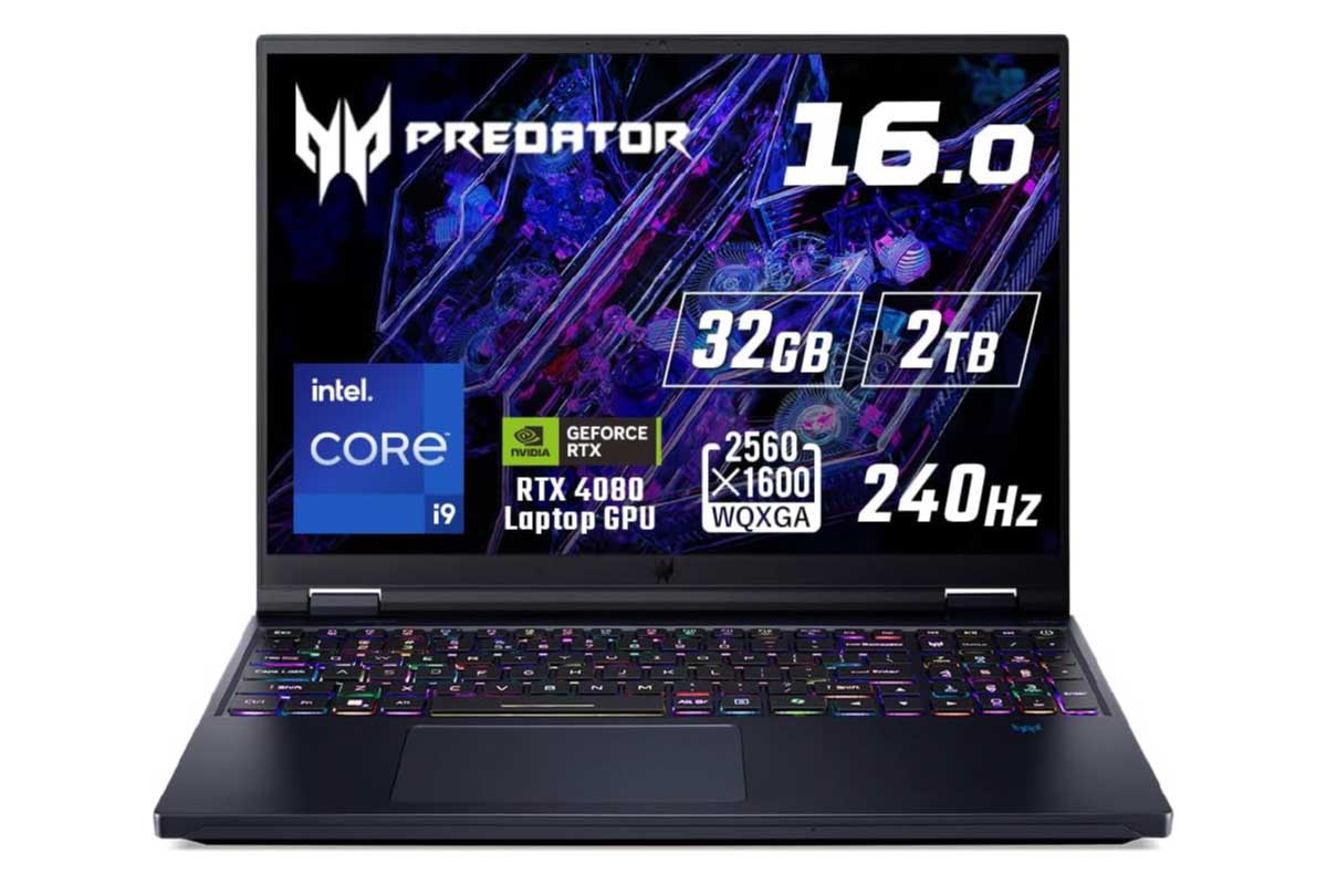 Acer【Predator Helios 16 PH16-72-N93Z48】Core i9-14900HX/GeForce RTX 4080搭載、240Hz駆動の16型WQXGAディスプレイ採用ゲーミングノートPCがAmazonにて10%OFFの422,820円