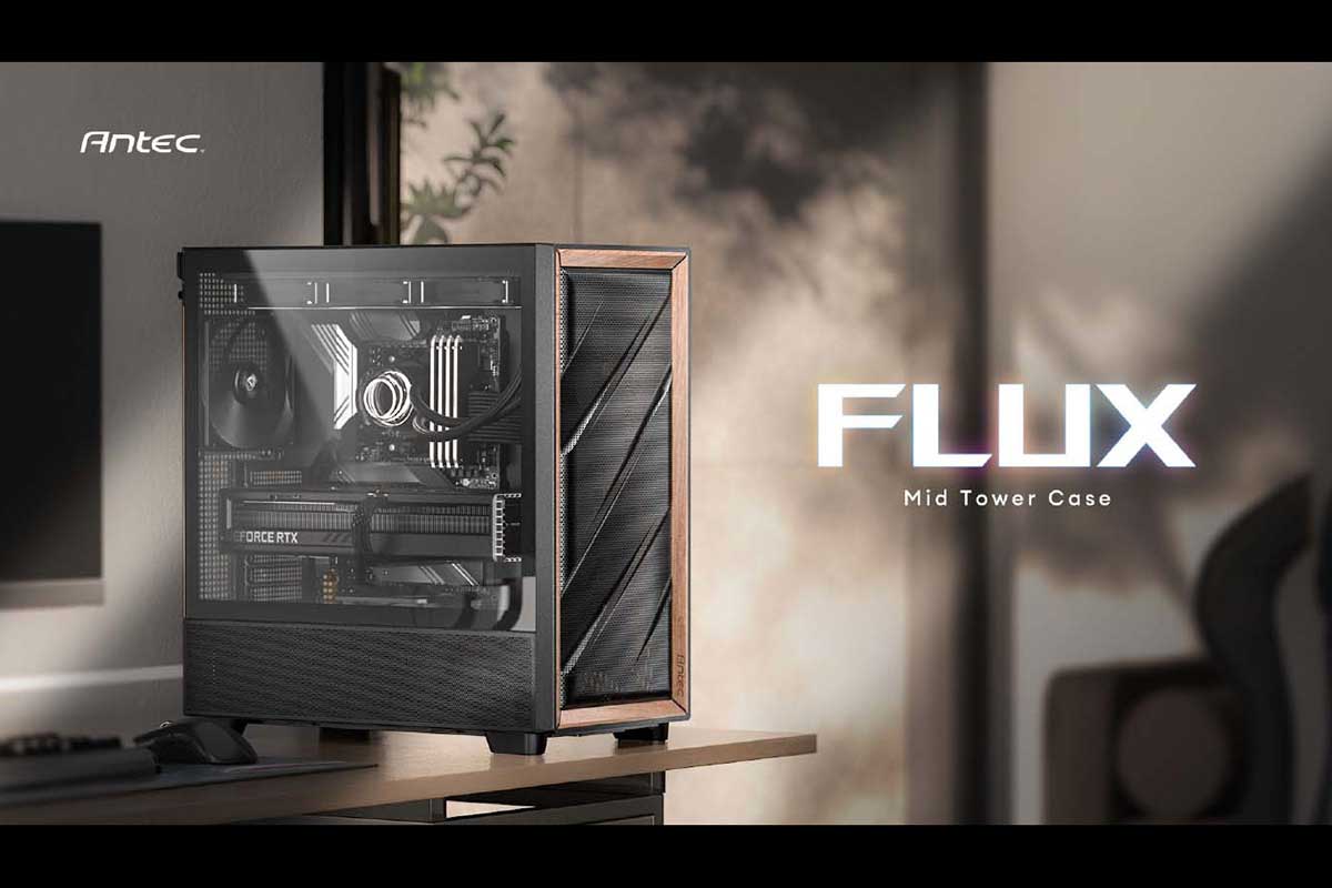 Antec【Antec FLUX】裏配線マザーボード対応、フロントパネルに木材を使用したモダンデザインの冷却型ミドルタワーPCケース