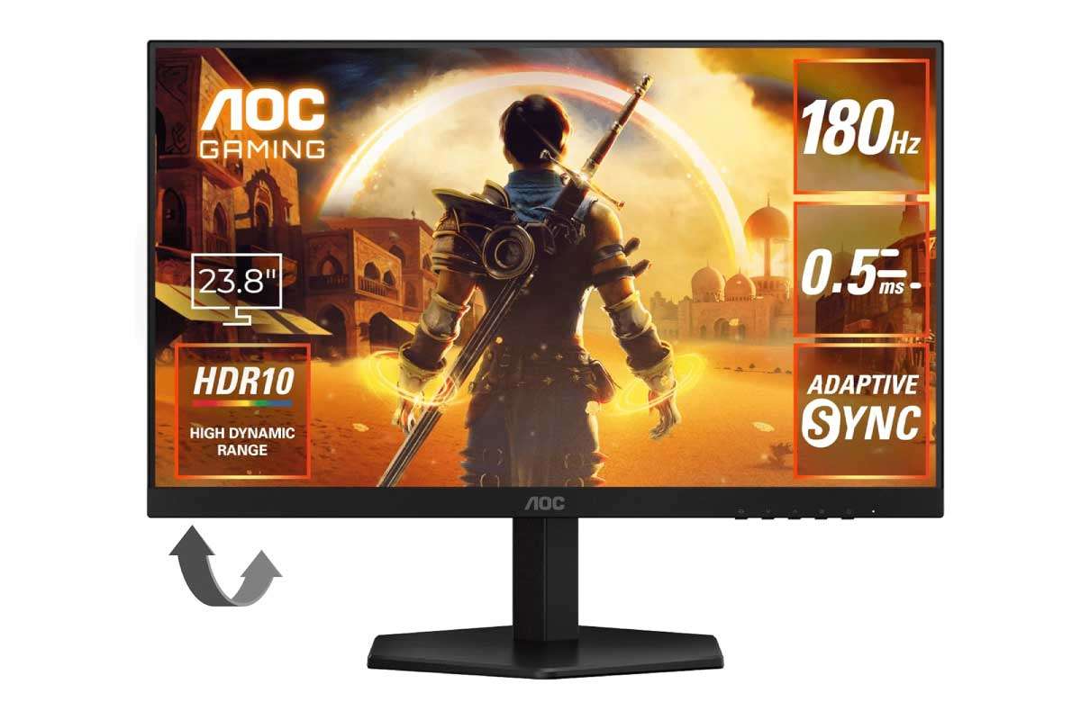 AOC【24G42E/11】リフレッシュレート最大180Hz/応答速度0.5msのFast IPSパネルを搭載、23.8型フルHDゲーミングモニターがAmazonにて10%OFFの15,200円