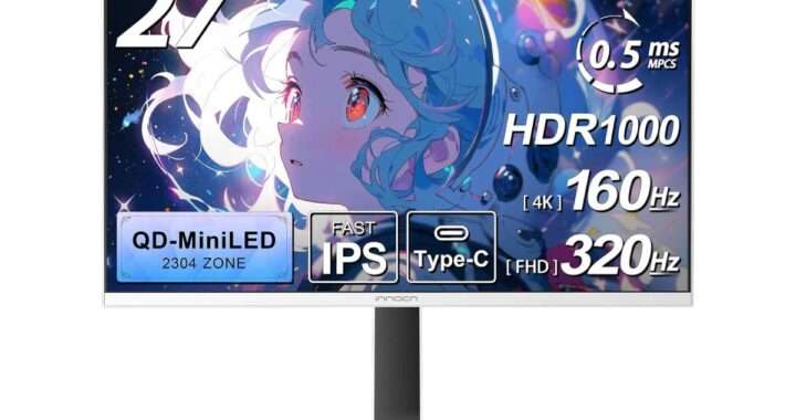 【INNOCN GA27V1M】2304分割ローカルディミングMini LED・4K160Hz / FHD320Hz切替対応の27型ゲーミングモニターがAmazonにて25%OFFの73,999円
