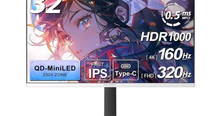 【INNOCN GA32V1M】4K@160Hz / FHD@320Hzのデュアルモード・Mini LED 2304ゾーン・160Hzに対応した32型4KゲーミングモニターがAmazonにて23%OFFの86,439円