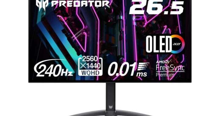 【Acer Predator X27Ubmiipruzx】26.5型・WQHD・OLEDパネル・240Hzに対応したゲーミングモニターがAmazonにて39%OFFの91,709円