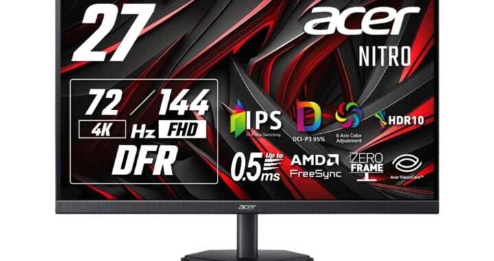 【Acer NITRO KG272KL1bmiipx】4K UHDとフルHDを用途に応じて切り替えられる「DFR技術」搭載の27型ゲーミングモニターでがAmazonにて10%OFFの31,480円