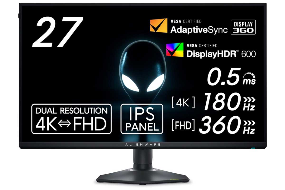 【Dell Alienware AW2725QF-A】4K/180HzとフルHD/360Hzを切り替えられるデュアル解像度対応の 27型Fast IPSパネル採用ゲーミングモニターがAmazonにて7%OFFの69,980円