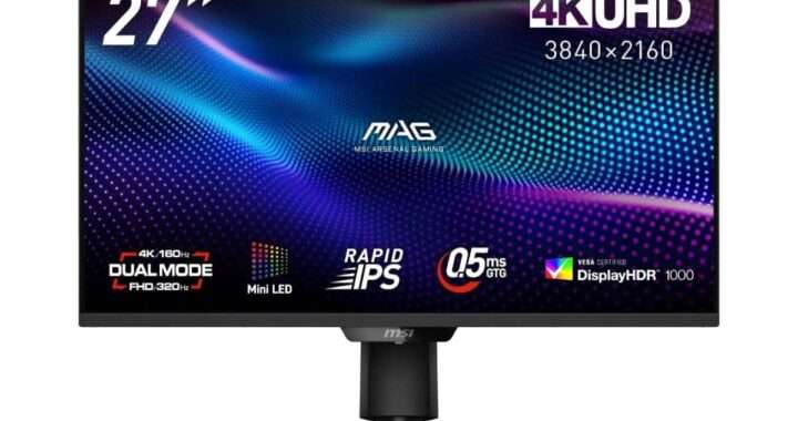 【MSI MAG 274UPDF E16M】1152ゾーンMini LED・量子ドット・RAPID IPS・4K/160Hz&FHD/320Hzデュアルモード・DisplayHDR 1000・0.5msを備えた27型4KゲーミングモニターがAmazonにて12%OFFの79,700円