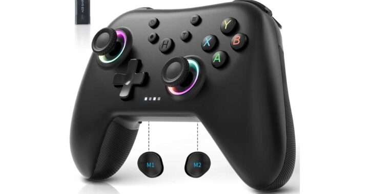 【AceGamer Aurora】ホールエフェクトジョイスティック/トリガー、2.4GHzワイヤレス・Bluetooth・有線接続、マルチプラットフォーム対応、RGBライティング、プログラム可能ボタンを備えた高機能ゲーミングコントローラーがAmazonにて10%OFFの2,686円