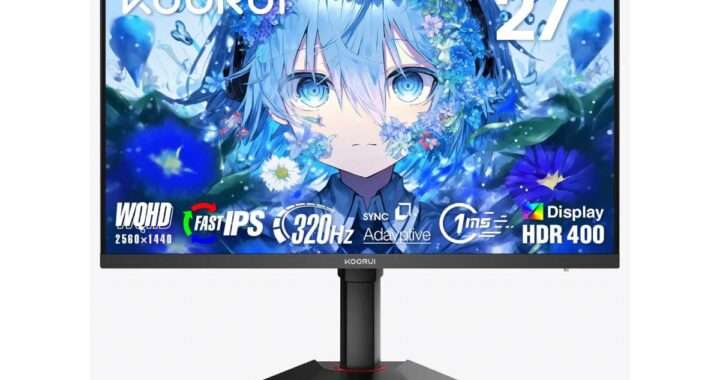 【KOORUI G2721E】27型・WQHD・Fast IPS・最大320Hz・1ms・HDR400・DCI‑P3 98％を備えたゲーミングモニターがAmazonにて15%OFFの29,748円