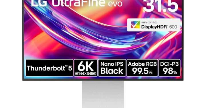 【LG UltraFine evo 32U990A-S】31.5型・6K・Nano IPS Blackパネル・AdobeRGB 99.5％/DCI‑P3 98％・DisplayHDR 600・Thunderbolt 5対応のモニターがAmazonにて20%OFFの231,991円