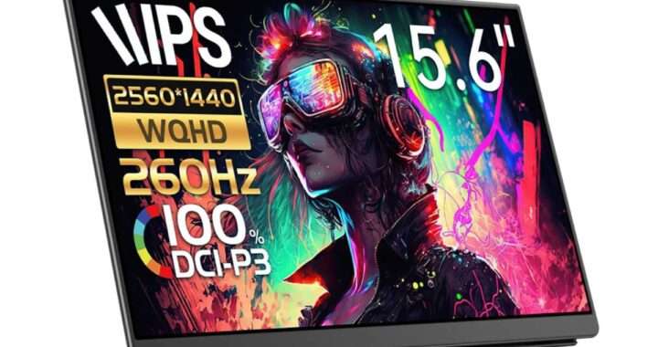 【EHOMEWEI LQHG-156NW】15.6型・WQHD・IPSパネル・260Hz・1ms応答・スピーカー内蔵の高性能モバイルモニターがAmazonにて18%OFFの31,144円