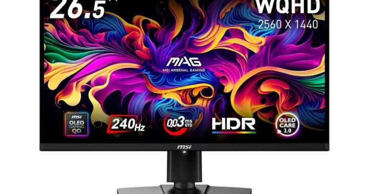 MSI【MAG 272QP QD-OLED X24】26.5型・WQHD・QD‑OLEDパネルを採用し、240Hzリフレッシュレートと0.03msの高速応答を実現したハイエンドゲーミングモニターがAmazonにて30%OFFの69,800円