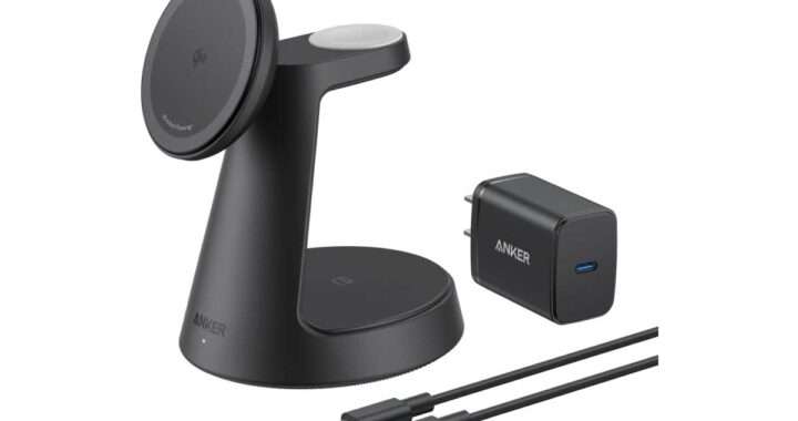 【Anker MagGo Wireless Charging Station (3-in-1, Dock Stand)】Qi2対応の最大15Wマグネット式ワイヤレス充電、Apple Watch急速充電、AirPodsなどのワイヤレスイヤホン充電を1台でまとめて行える据え置き型3-in-1充電ステーションがAmazonにて20%OFFの7,990円