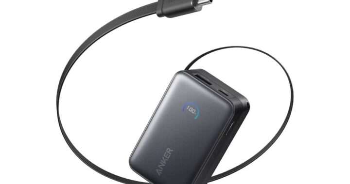 【Anker Nano Power Bank (10000mAh, 45W, 巻取り式 USB-Cケーブル)】10,000mAhのバッテリー容量に加え、最大45W出力、巻取り式USB‑Cケーブル内蔵、LEDディスプレイ搭載を備えた高機能モバイルバッテリーがAmazonにて21%OFFの5,490円