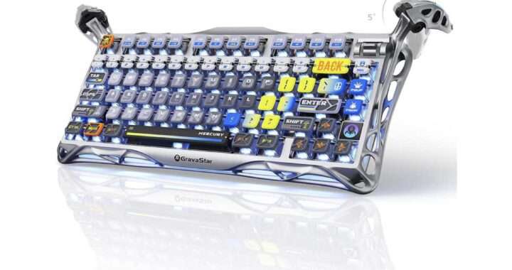 【GravaStar Mercury K1 Pro】75％レイアウト・ガスケットマウント構造・ホットスワップ対応・無線/有線の3モード接続・アルミ筐体・RGBライティングを備えた、デザイン性と打鍵感を両立したハイエンドメカニカルキーボードがAmazonにて15%OFFの24,633円