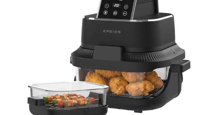 【Epeios ガラスボウルエアフライヤー EPAO248】400Wの高速加熱、4 種類の調理モード、食洗機対応など、使いやすさと衛生性を重視した、調理中の様子が見える耐熱ガラスボウルを採用のエアフライヤーがAmazonにて19,860円、1,200円OFFクーポン配布中