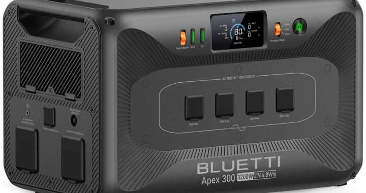 【BLUETTI Apex 300】2,764.8Whの大容量・3,200W定格出力・6,400W電力リフト・6,000回以上の長寿命LFPバッテリー・最大19kWhまで拡張可能・20ms UPS対応 を備えた、家庭用バックアップ電源クラスのポータブル電源がAmazonにて28%OFFの179,549円