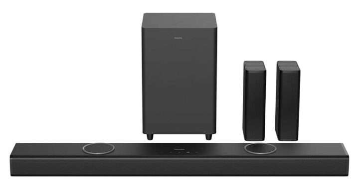 【Philips TAB8750】物理リアスピーカー＋ワイヤレスサブウーファーを備えた 7.1.4ch Dolby Atmos サウンドバーで、最大970Wのパワフルな出力と12基のスピーカーユニットによる本格的な立体音響を実現するホームシアターシステムがAmazonにて22%OFFの69,800円