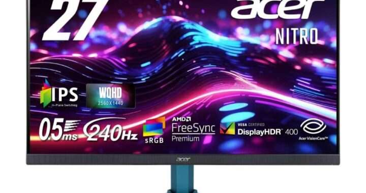 【Acer Nitro VG272UW2bmiipx】27型・WQHD・IPSパネル・240Hz・0.5ms・DisplayHDR 400・sRGB 99%・FreeSync Premiumを備えた高コスパゲーミングモニターがAmazonにて5%OFFの29,890円