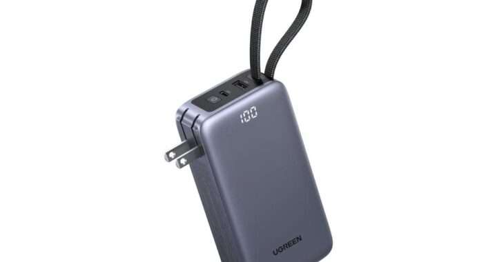 【UGREEN コンセント付きモバイルバッテリー PB512】10000mAhのモバイルバッテリーに65W USB‑C充電器と内蔵USB‑Cケーブル、折りたたみ式ACプラグを一体化した「3-in-1」モデルがAmazonにて20%OFFの7,984円