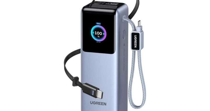 【UGREEN Nexode Pro モバイルバッテリー 25000mAh・200W PB728】25000mAhの大容量と最大200Wの超高出力、さらに2本のUSB‑C内蔵ケーブル（巻き取り式＋ストラップ兼用）を備えたハイエンドモバイルバッテリーがAmazonにて24%OFFの11,079円