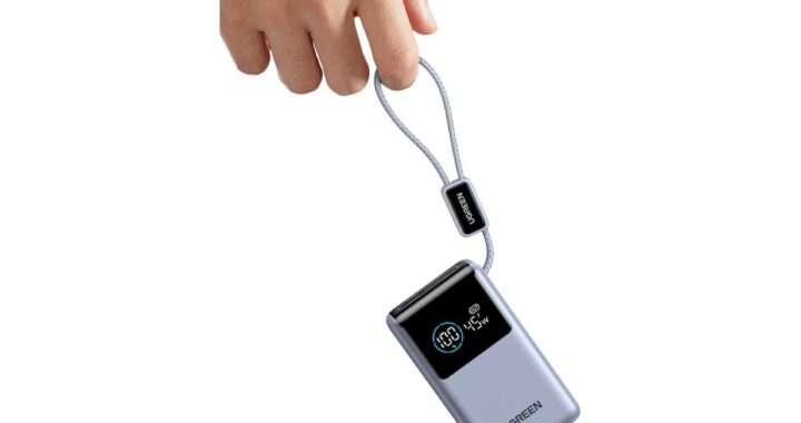 【UGREEN Nexode Pro 45W モバイルバッテリー PB727】10000mAhの容量と最大45Wの高出力、さらに内蔵USB‑Cケーブルとデジタルディスプレイを備えたコンパクトなモバイルバッテリーがAmazonにて25%OFFの4,480円