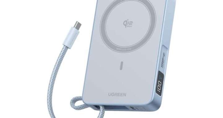 【UGREEN MagFlow マグネット式モバイルバッテリー 10000mAh 25W】Qi2対応25Wマグネット式ワイヤレス充電と、最大30WのUSB-C有線充電に対応したモバイルバッテリーがAmazonにて35%OFFの6,227円