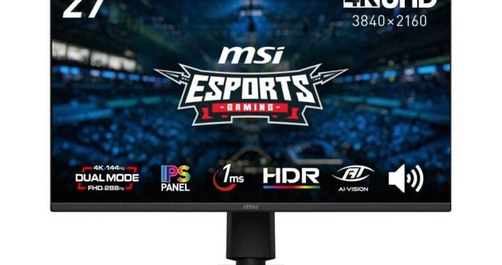 【MSI MAG 275UPD E14】27型IPSパネルを採用し、4K/144HzとフルHD/288Hzをワンクリックで切り替えられる「デュアルモード」を搭載したゲーミングモニターがAmazonにて7%OFFの49,800円