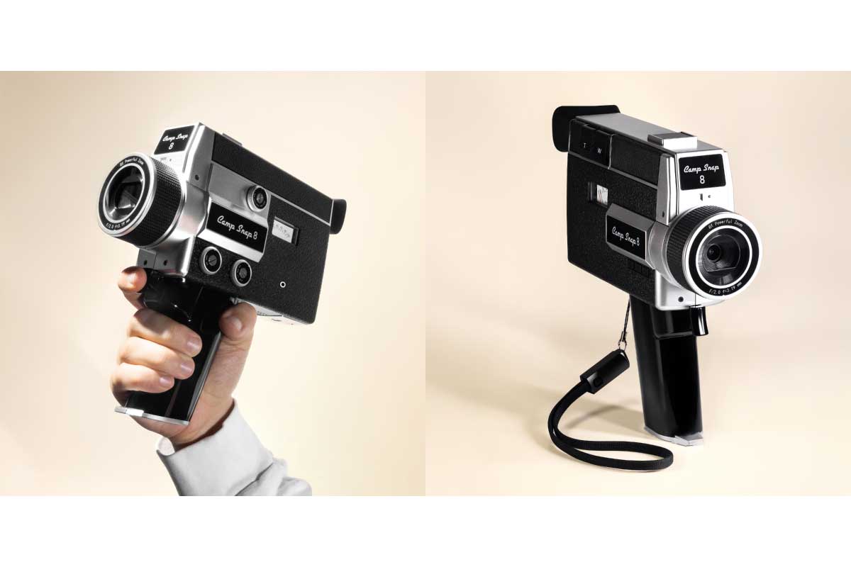 Camp Snap【Camp Snap 8】1960年代のSuper 8フィルムカメラに着想を得たレトロデザインと、液晶画面をあえて排したスクリーンレス構造により、“撮る瞬間に没入する体験”を提供するデジタルビデオカメラ
