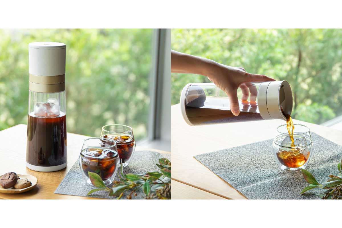 CCP【水出しコーヒーメーカー Cool Barista Maxi】水とコーヒー粉をセットしてボタンを一度押すだけで、約20分で最大約650mLのすっきりとした味わいの水出しコーヒーを抽出できる、コードレス充電式のアイスコーヒーメーカー