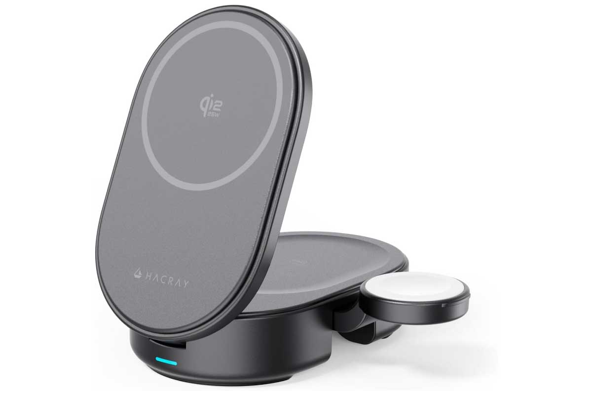 HACRAY Qi2 25W認証 3in1 折りたたみワイヤレス充電スタンド