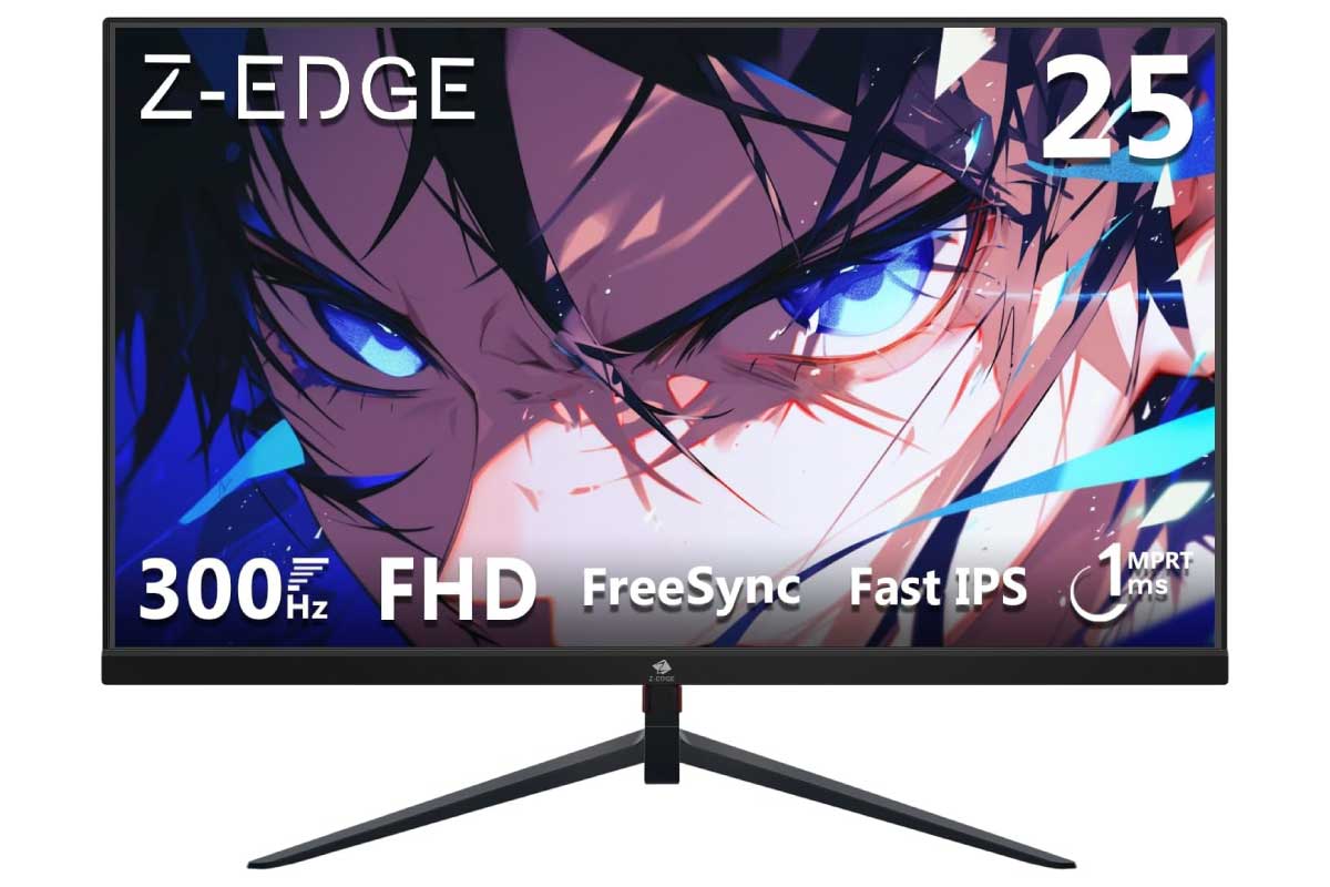 【Z-Edge UG25S】24.5型フルHD解像度と300Hzという非常に高いリフレッシュレートを備えたIPSゲーミングモニターがAmazonにて11%OFFの16,999円