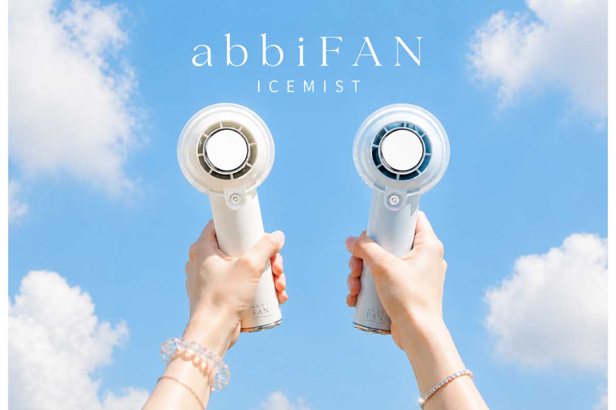abbiFAN【ICEMIST】肌に触れた瞬間にひんやりと冷やす冷却プレート、濡れにくい微細ミスト、最大13,000RPMの力強い送風を組み合わせた多機能ハンディファン