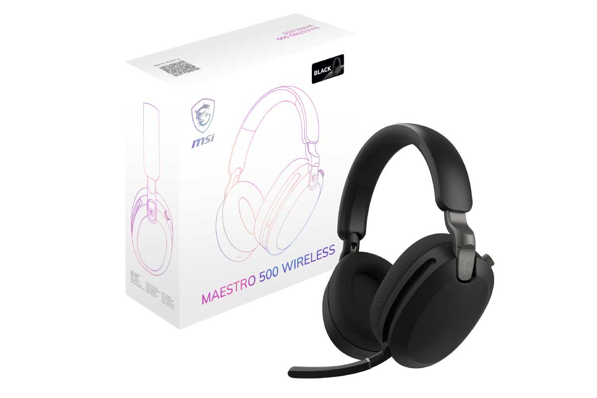 MSI【MAESTRO 500 W BLACK】アクティブノイズキャンセリングと環境ノイズキャンセリングの2種類のノイズキャンセリング技術を搭載し、ゲームプレイからWeb会議、ボイスチャットまで幅広いシーンでクリアなサウンドと快適なコミュニケーションを実現するワイヤレスヘッドセット